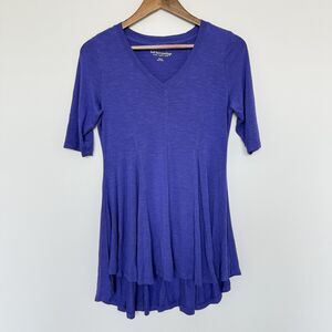 Soft Surroundings Casual Top XS Purple Tunic High-Low V-Neck Butter Soft